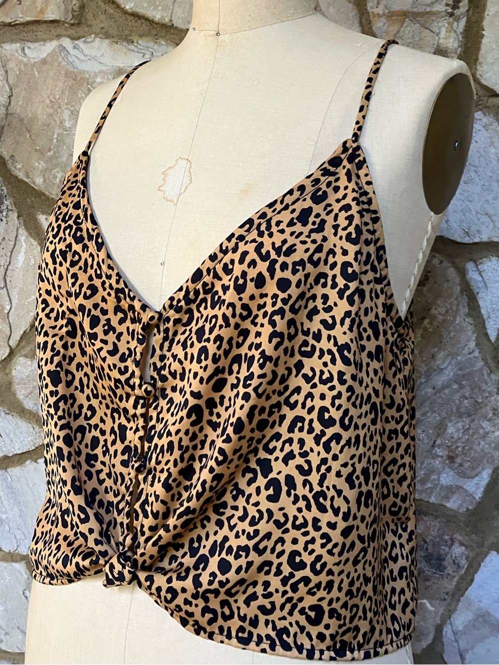 Wild Fable Leopard Print Satin Cami Tank Top - Tan/Black
